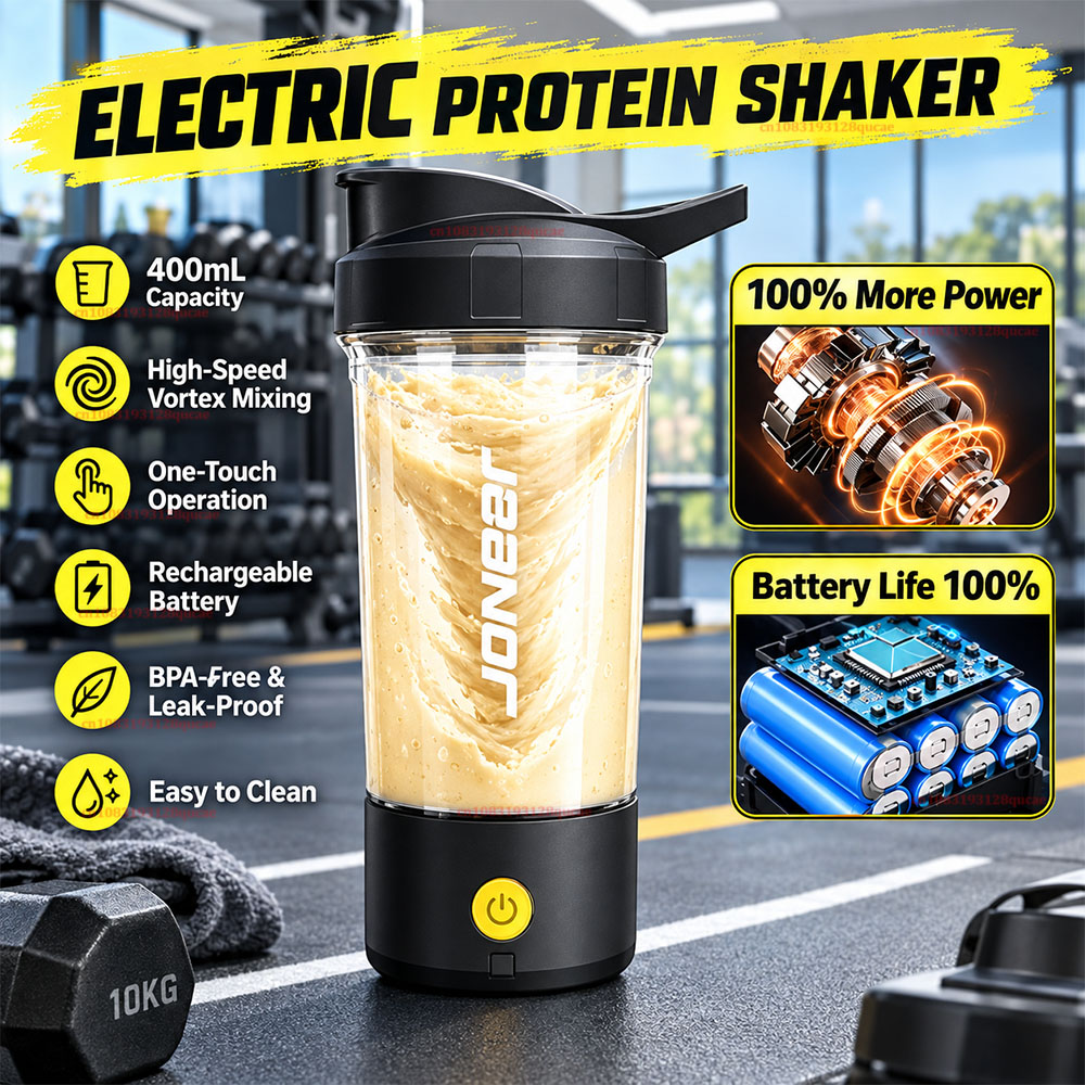 Nutrition And Fitness - 2026年型 新型電動プロテインシェイカーボトル USB自動ミキサー機能付き BPAフリー フィットネススポーツ用ブレンダー ジムでのワークアウトに最適