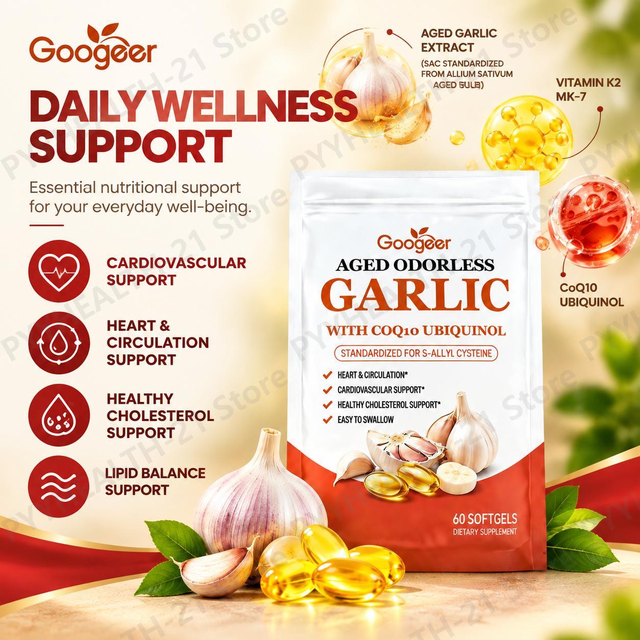 熟成させた無臭のニンニクソフトジェル。心血管の健康、免疫バラ - Coq10 Ubiquinol Softgel のレビューと価格