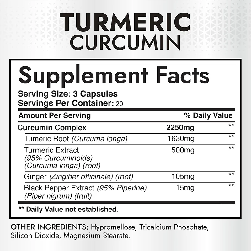 ターメリックとクルクミン2250mg、60カプセル入り。ブラ - Turmeric Curcumin Capsule のレビューと価格