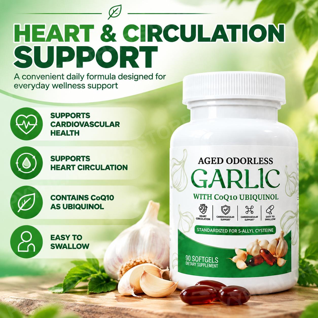 加熱処理を施した無臭のニンニクソフトジェル。ニンニクエキス6 - Coq10 Ubiquinol Softgel のレビューと価格