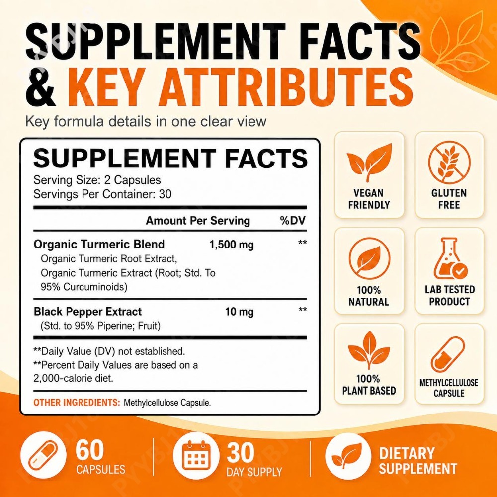 ターメリック＆ジンジャー配合カプセル。オーガニックターメリッ - Turmeric Curcumin Capsule のレビューと価格