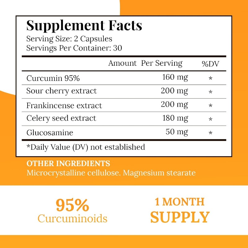 クルクミン95%、グルコサミン配合、サワーチェリー、フランキ - Turmeric Curcumin Capsule のレビューと価格